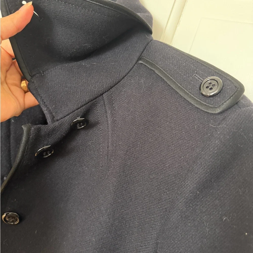 Burberry Black Wool Trench Coat with Epaulettes USA 6 - Picture 10 of 15